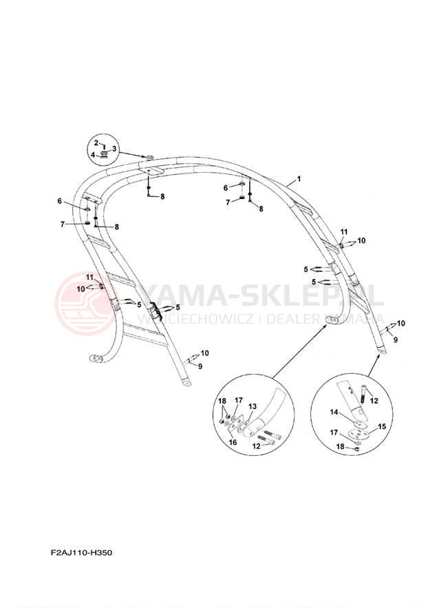 Schemat "WAKEBOARD TOWER" do Yamaha 232 LIMITED S SXT1100GH