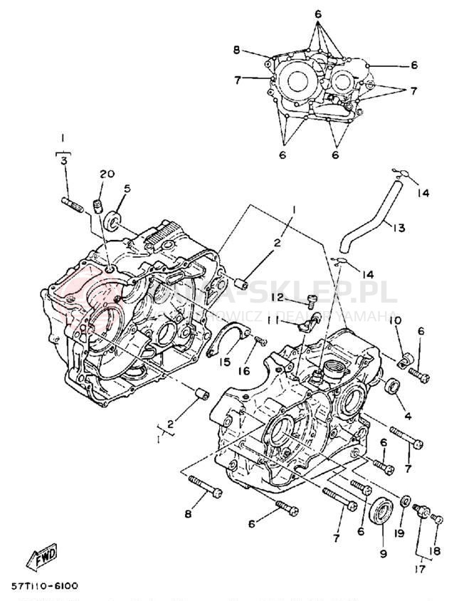 Schemat "Obudowa silnika" do Yamaha XT350UC/XT350U