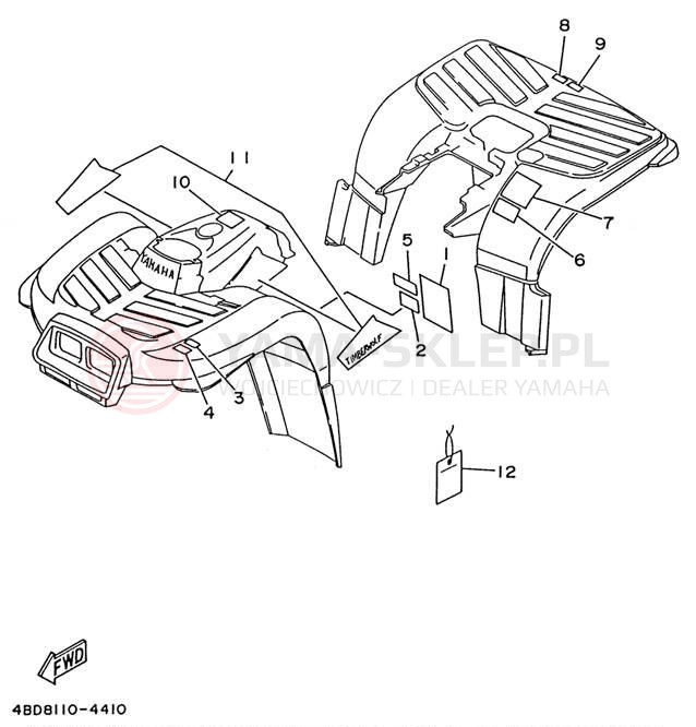 Schemat "naklejki" do Yamaha YFB250H_MN/YFB250UH_M