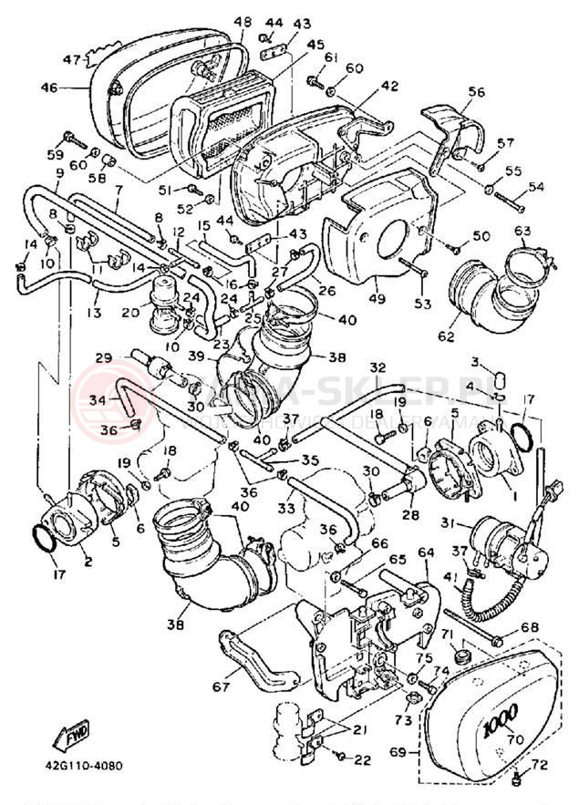 Schemat "Filtr powietrza" do Yamaha VIRAGO 1000 XV1000NC/XV1000N