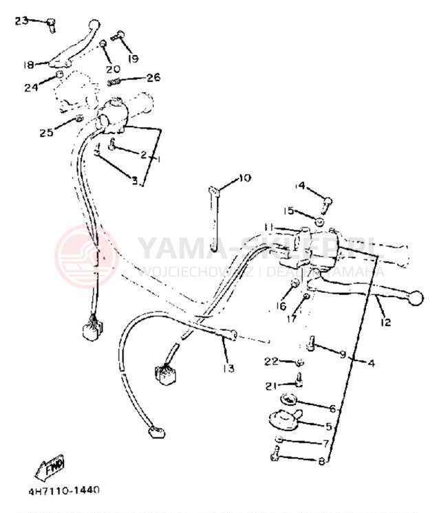 Schemat "Kierownica i osprzęt" do Yamaha XJ650J