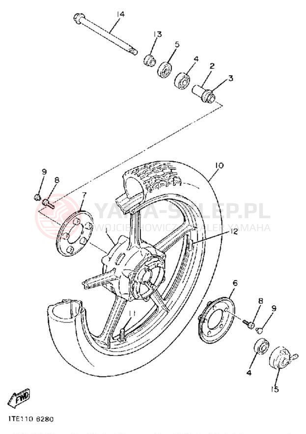 Schemat "Koło przód" do Yamaha VIRAGO 1100 XV1100U/XV1100UC