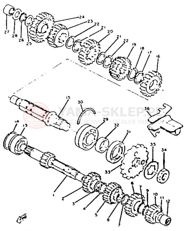 Schemat "Skrzynia biegów " do Yamaha XS650H