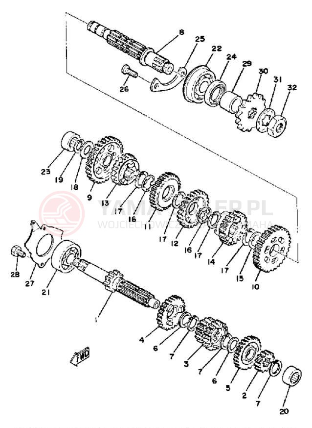 Schemat "Skrzynia biegów " do Yamaha DT175H