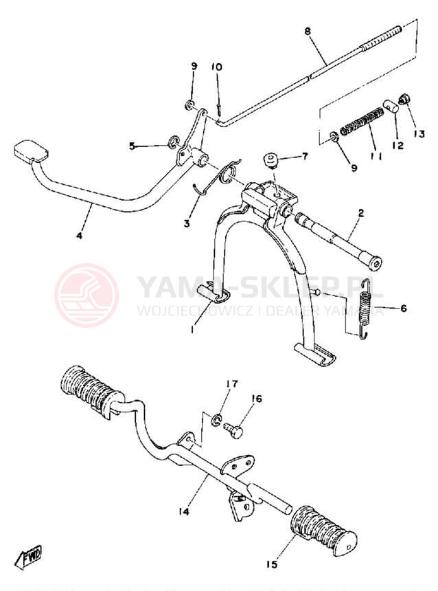 Schemat "Stopka postoj., dźw. Hamulca tył" do Yamaha LB80_3D