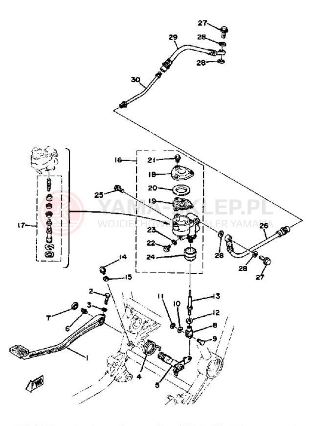 Schemat "Dźwignia hamulca tylnego" do Yamaha XS1100F