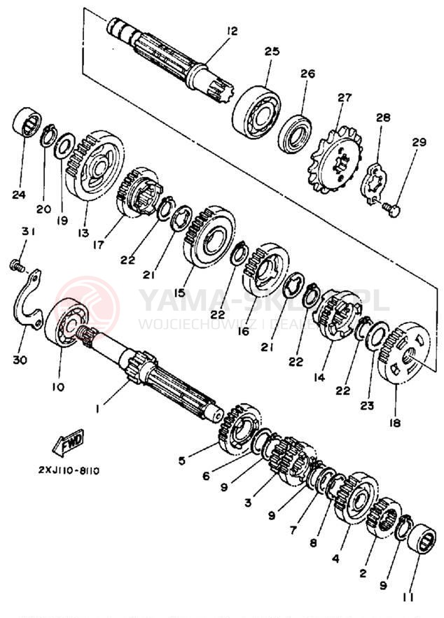 Schemat "Skrzynia biegów " do Yamaha BLASTER YFS200A