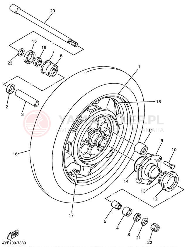 Schemat "Koło tył" do Yamaha XVZ13ATL/XVZ13ATLC