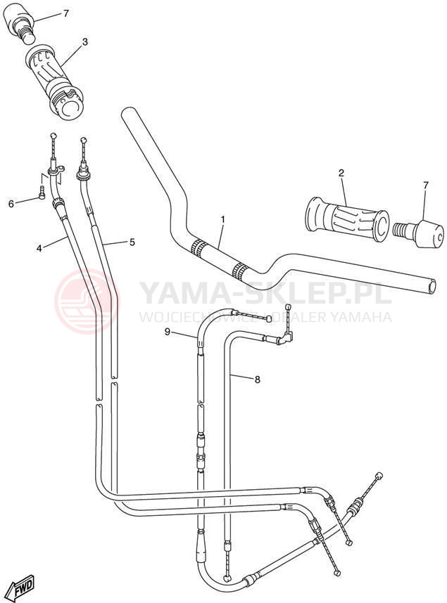 Schemat "Kierownica i osprzęt" do Yamaha FZ1 FZS1000N/FZS1000NC