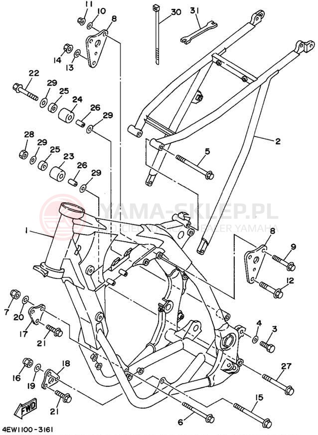 Schemat "rama" do Yamaha YZ250G1