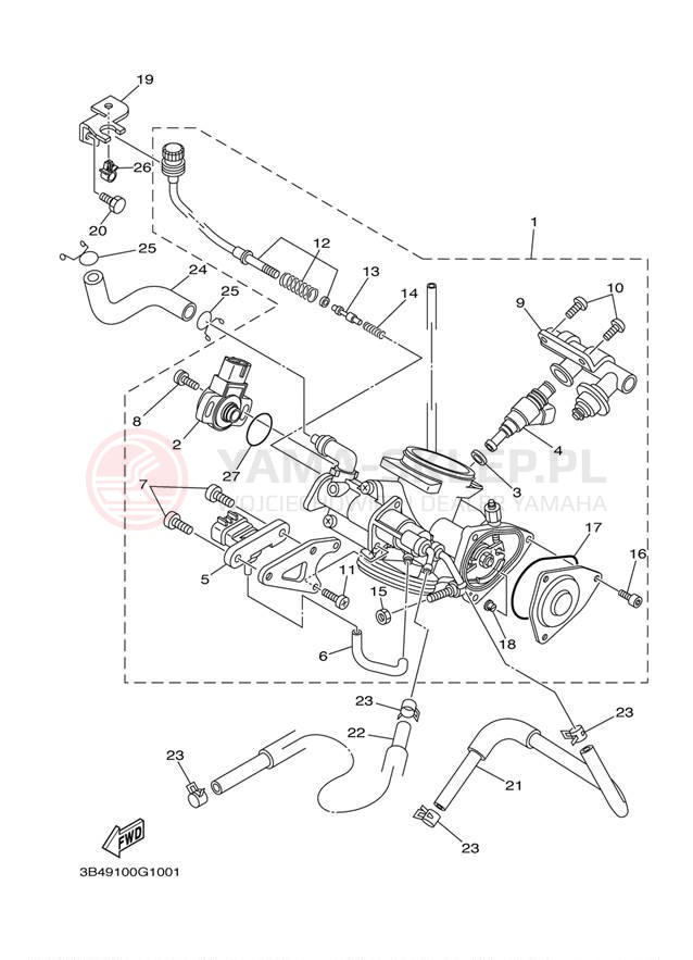 Schemat "Układ wtryskowy" do Yamaha GRIZZLY FI 700 HUNTER YFM7FGHX
