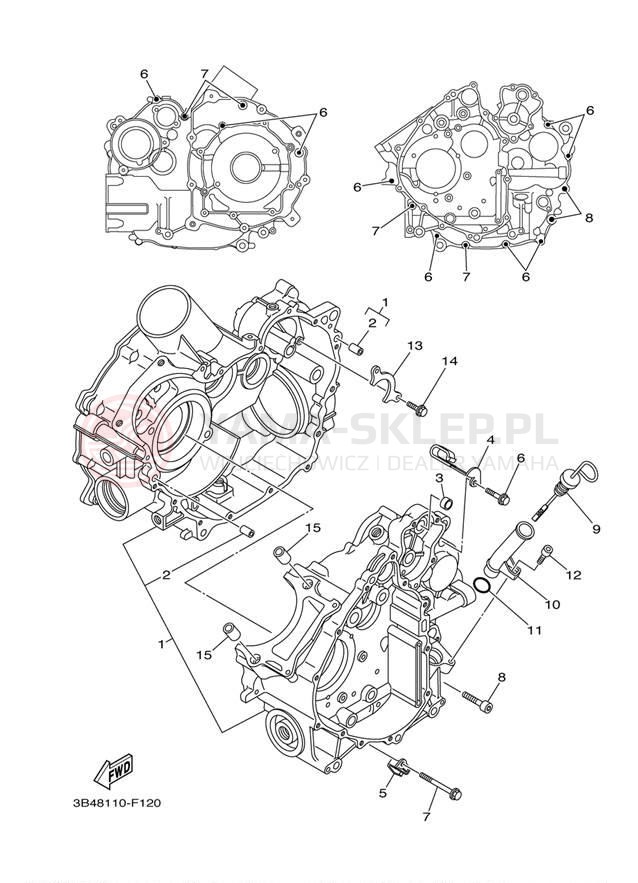 Schemat "Obudowa silnika" do Yamaha GRIZZLY 700 DUCKS YFM7FGPDUW