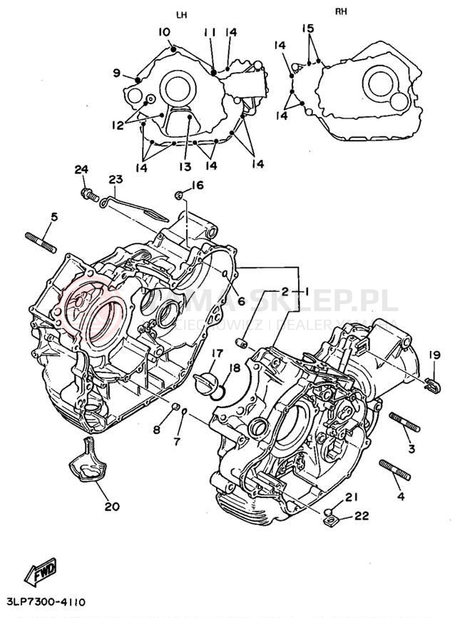 Schemat "Obudowa silnika" do Yamaha VIRAGO 1100 XV1100G/XV1100GC
