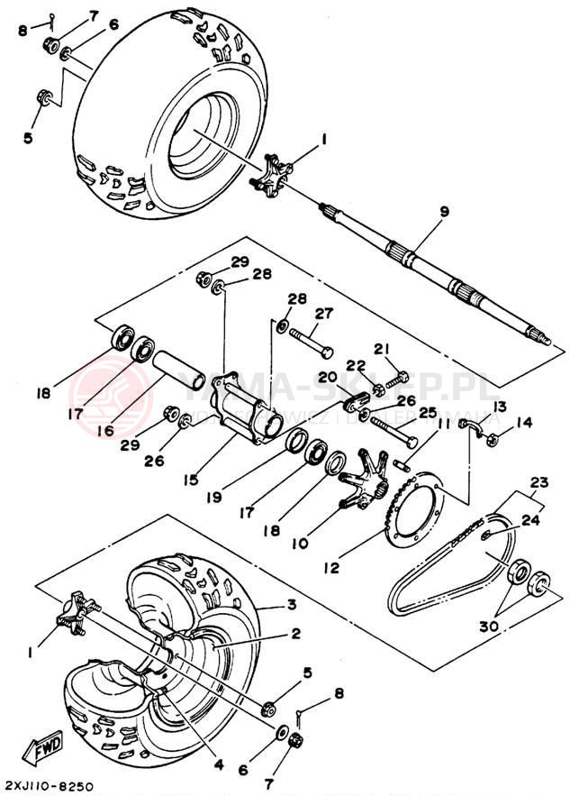 Schemat "Koło tył" do Yamaha BLASTER YFS200F_MN