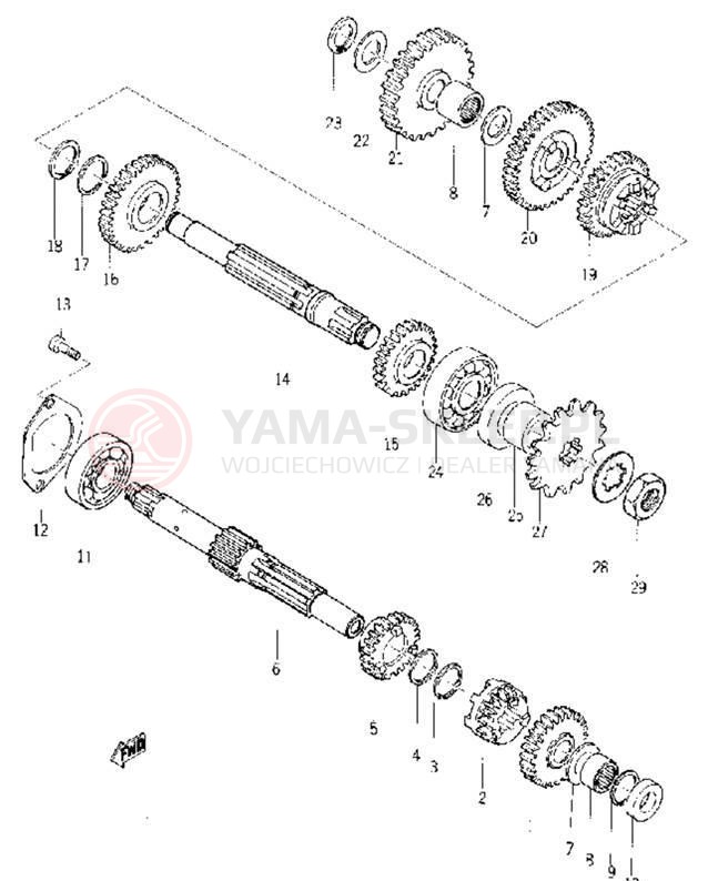 Schemat "Skrzynia biegów " do Yamaha YL1