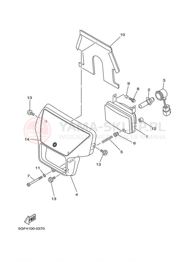 Schemat "Lampa przód" do Yamaha TTR250 TTR250M/TTR250MC