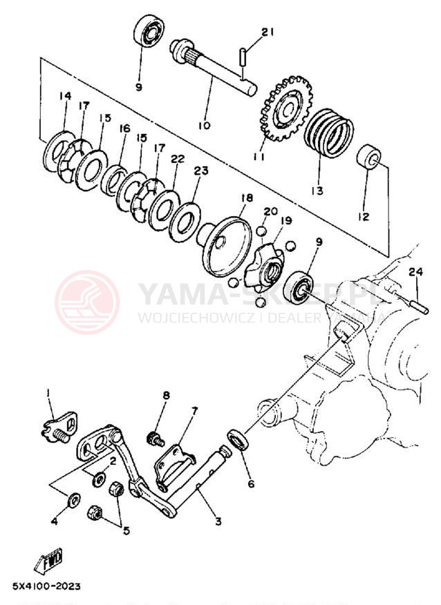 Schemat "Dźwignia zmiany biegów" do Yamaha YZ125L