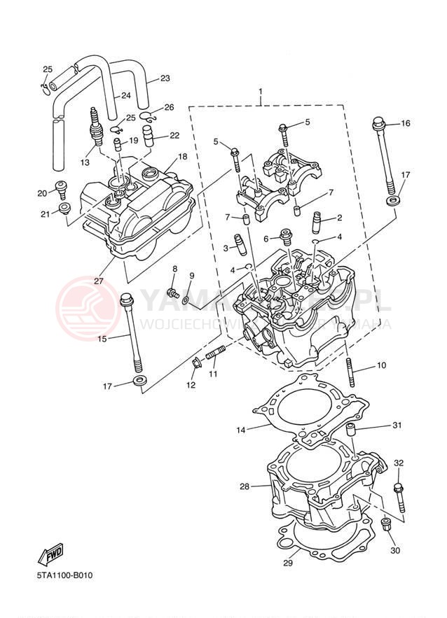 Schemat "cylinder" do Yamaha WR450F WR450FS