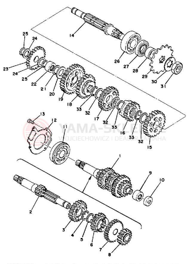 Schemat "Skrzynia biegów " do Yamaha DT125C