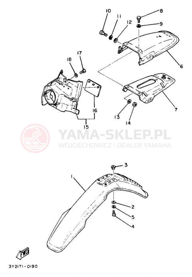 Schemat "błotnik" do Yamaha XT250J