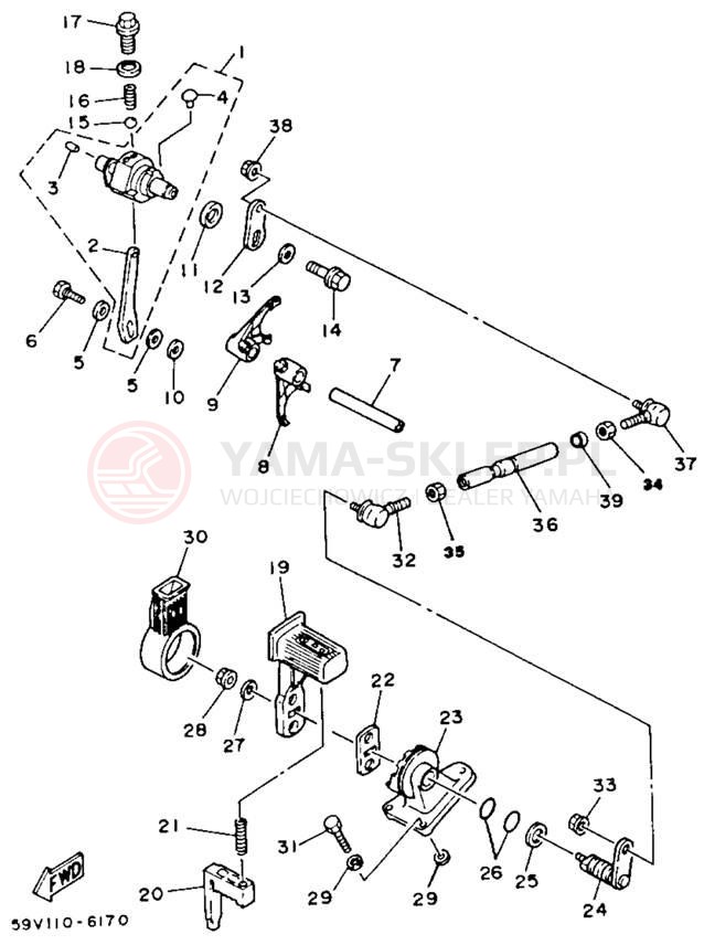 Schemat "dźwignia trybu napędu" do Yamaha MOTO-4 YFM225S