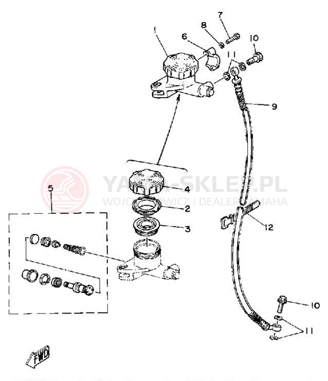 Schemat "Pompa hamulcowa przednia" do Yamaha TZ125G