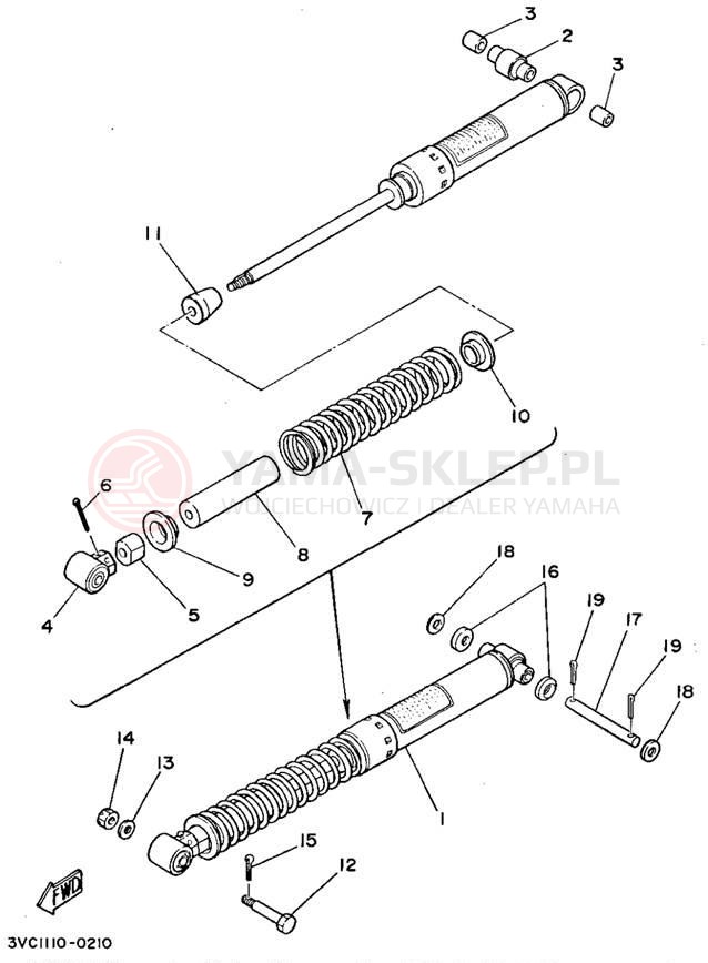 Schemat "zawieszenie tył" do Yamaha RT180D