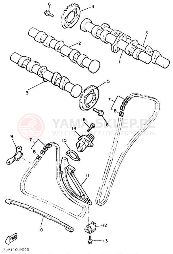 Schemat "Rozrząd - łańcuszek" do Yamaha V-MAX 1200 VMX12E/VMX12EC