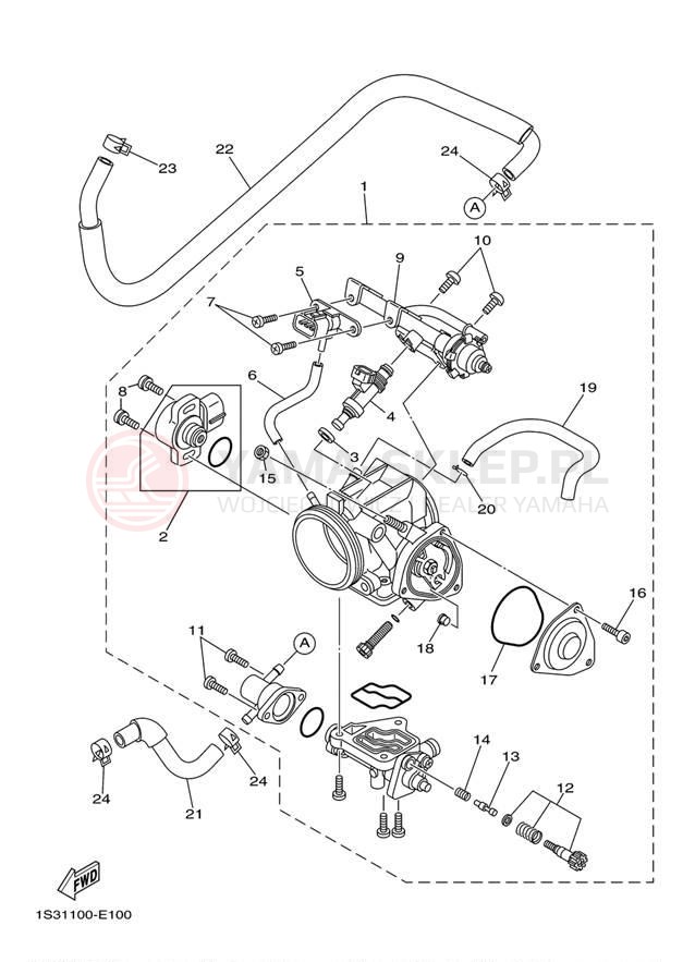Schemat "Układ wtryskowy" do Yamaha RAPTOR 700 YFM70RW
