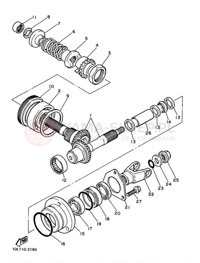Schemat "Przeniesienie napędu" do Yamaha VIRAGO 750 XV750J1/XV750JC1