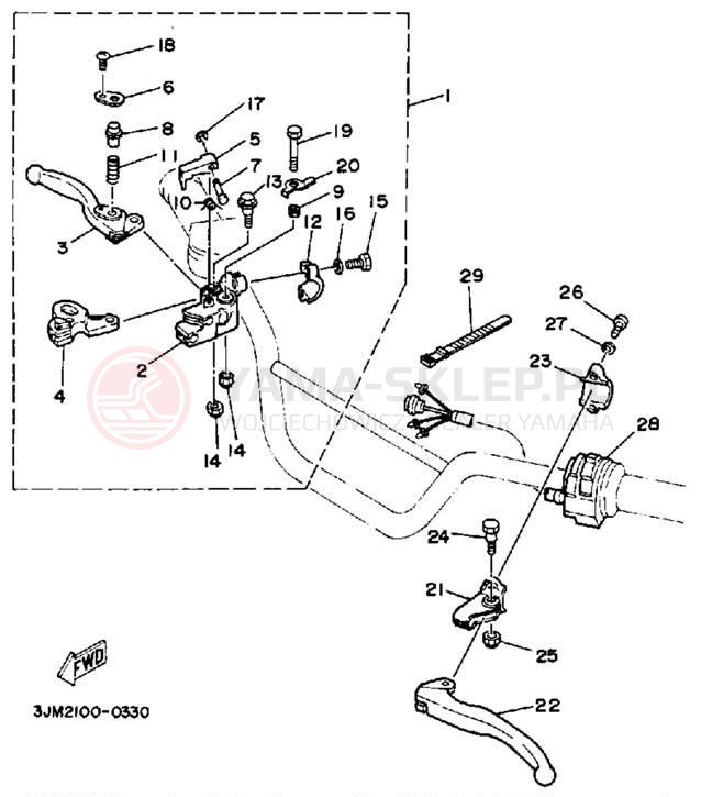 Schemat "Kierownica i osprzęt" do Yamaha BLASTER YFS200A