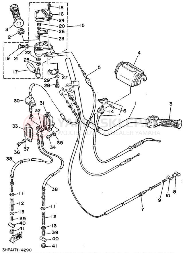 Schemat "Kierownica i osprzęt" do Yamaha MOTO-4 YFM350ERF