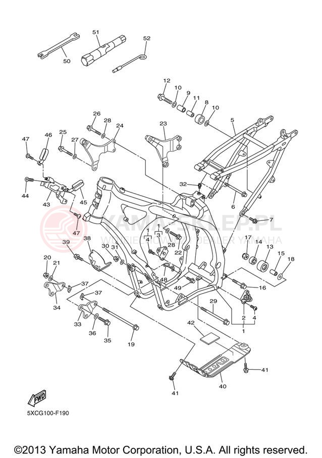 Schemat "rama" do Yamaha YZ250F YZ250FXL/YZ250FXW