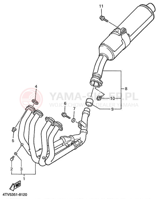 Schemat "Wydech końcowy" do Yamaha YZF600R YZF600RL/YZF600RLC