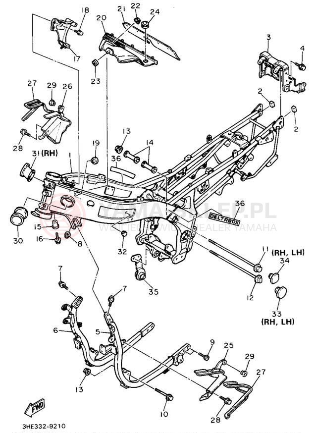 Schemat "rama" do Yamaha FZR600W
