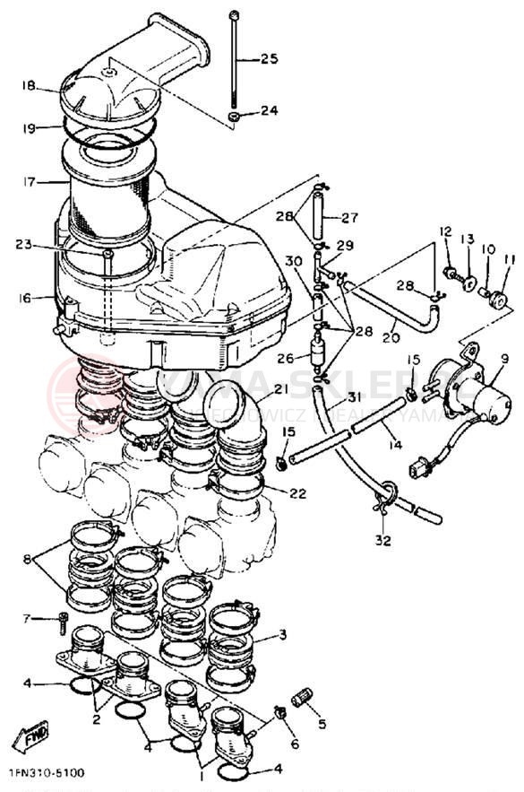 Schemat "Filtr powietrza" do Yamaha FZ750N