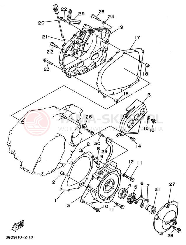 Schemat "Pokrywa silnika" do Yamaha WARRIOR YFM350XH