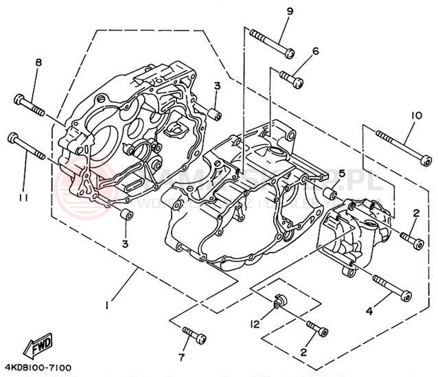 Schemat "Obudowa silnika" do Yamaha TIMBERWOLF 2WD YFB250FWL