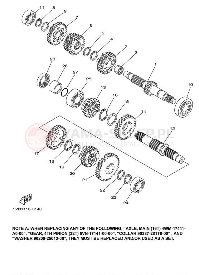 Schemat "Skrzynia biegów " do Yamaha ROAD STAR XV1600ANC/XV1600AN