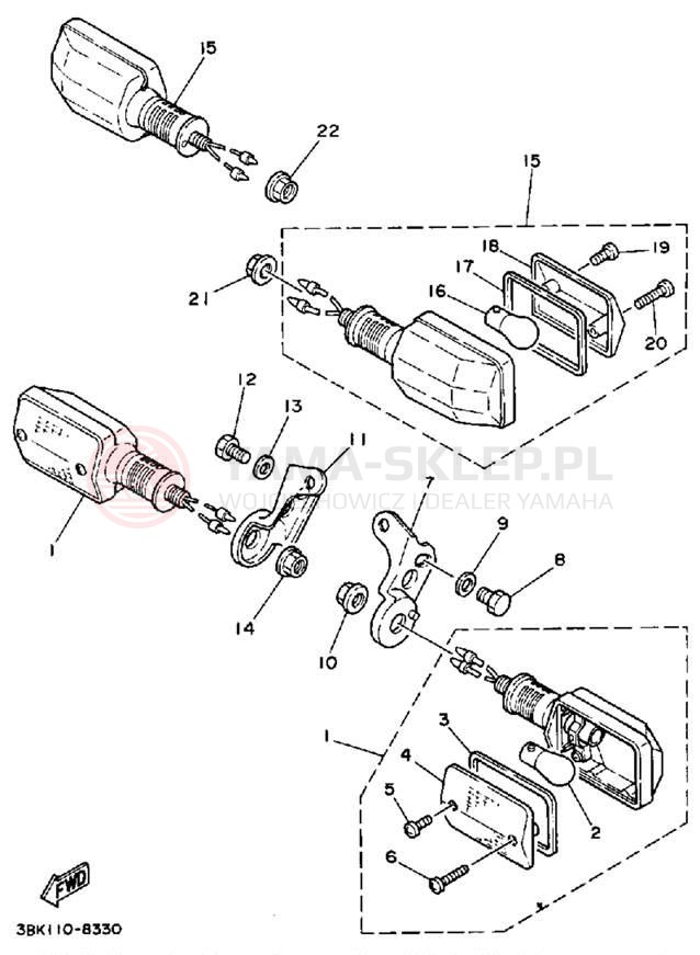 Schemat "kierunkowskazy" do Yamaha ENDURO DT50W/DT50LC