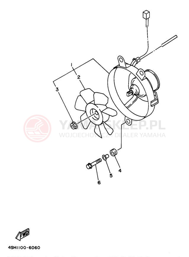 Schemat "Chłodnica, wentylator" do Yamaha KODIAK 4WD YFM400FWK