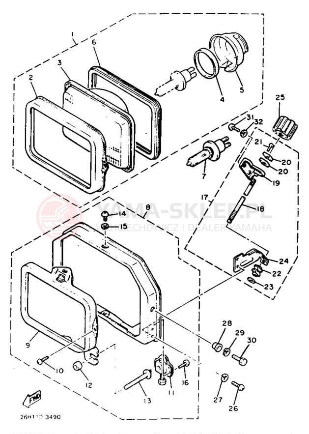 Schemat "Lampa przód" do Yamaha XVZ12DN