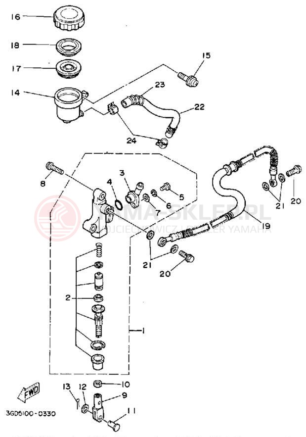 Schemat "Pompa hamulcowa tył" do Yamaha WARRIOR YFM350XD_M