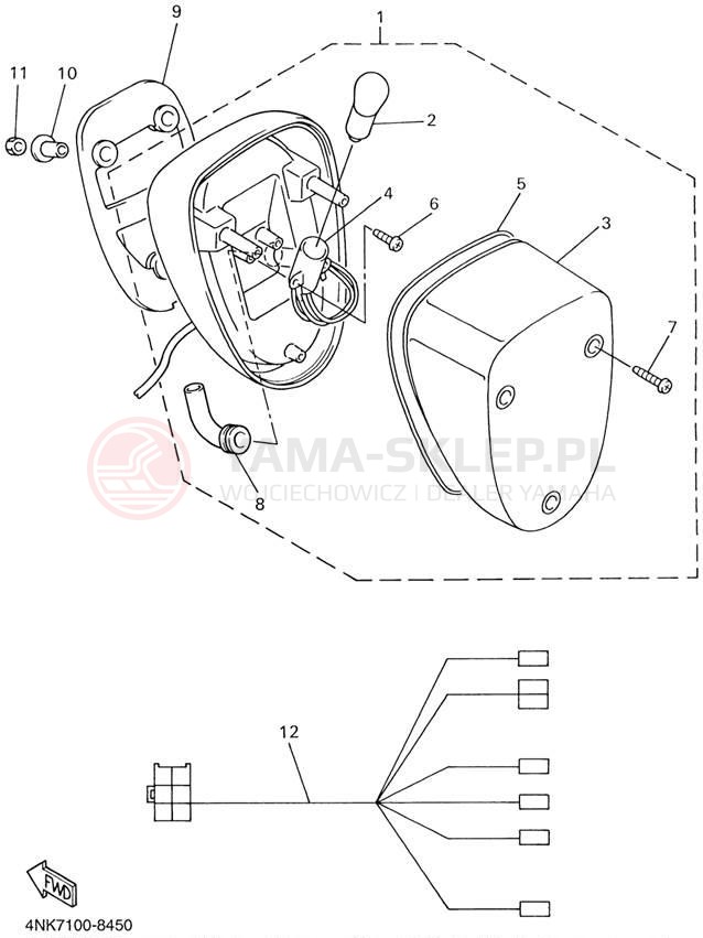 Schemat "lampa tył" do Yamaha XVZ13LTN/XVZ13LTNC