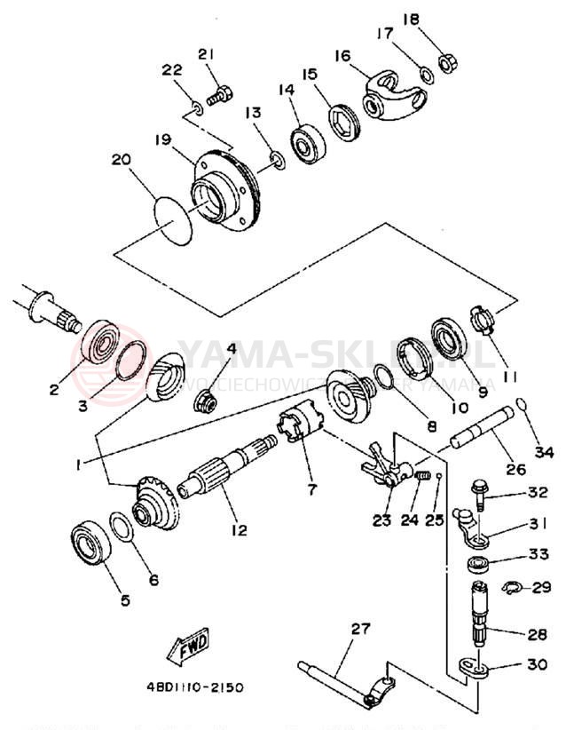 Schemat "Przeniesienie napędu" do Yamaha YFB250D_MN
