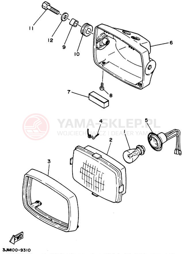 Schemat "Lampa przód" do Yamaha BLASTER YFS200F_MN