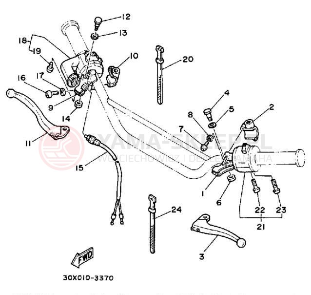 Schemat "Kierownica i osprzęt" do Yamaha XT250LC/XT250L