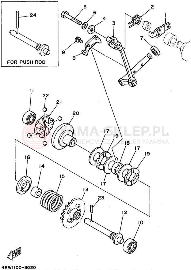 Schemat "Dźwignia zmiany biegów" do Yamaha YZ250G1