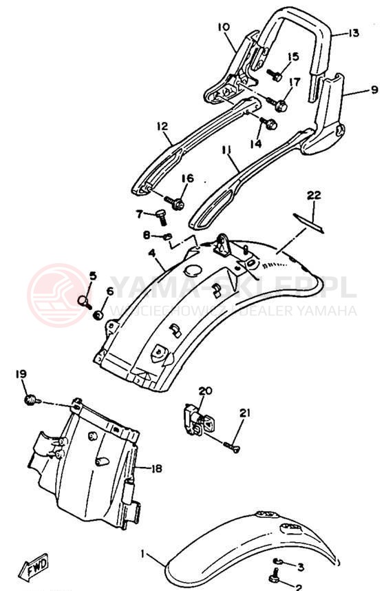 Schemat "błotnik" do Yamaha VIRAGO 750 XV750E/XV750EC