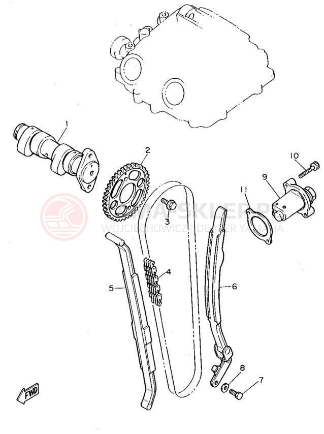 Schemat "Rozrząd - łańcuszek" do Yamaha XT600EF/XT600EFC